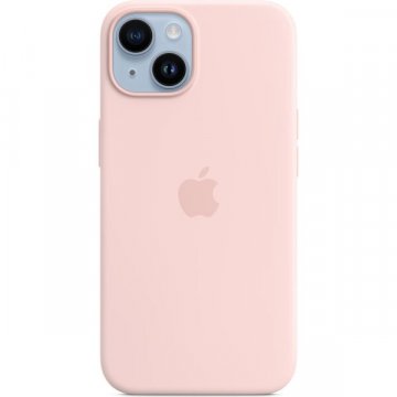 Apple silikonový kryt s MagSafe na iPhone 14 křídově růžový