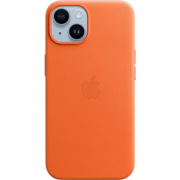 Apple kožený kryt s MagSafe na iPhone 14 oranžový