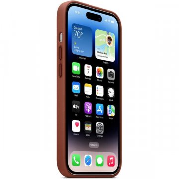 Apple kožený kryt s MagSafe na iPhone 14 Pro cihlově hnědý