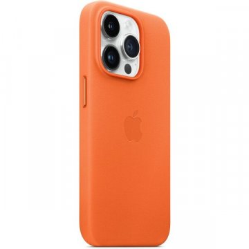Apple kožený kryt s MagSafe na iPhone 14 Pro oranžový