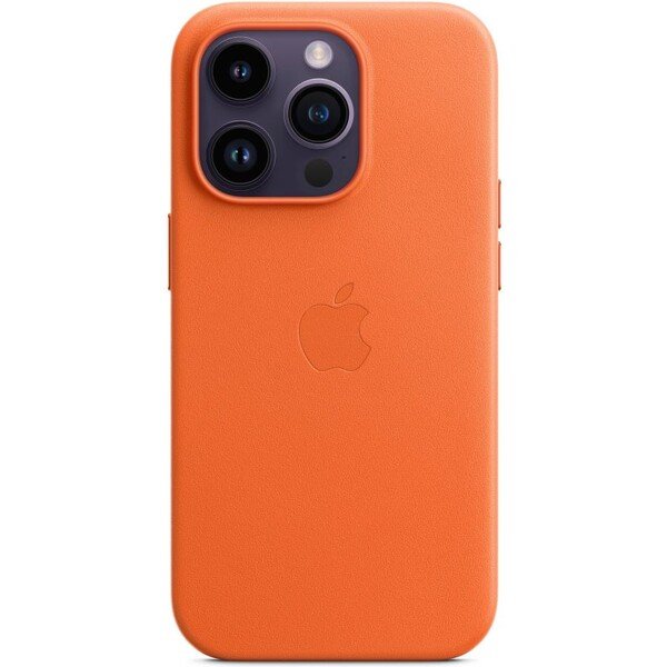 Apple kožený kryt s MagSafe na iPhone 14 Pro oranžový