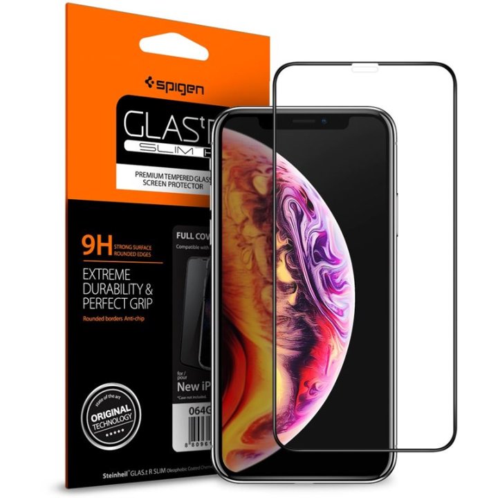 Spigen Glass FC HD, black - ochranné sklo pro iPhone 11 Pro / XS / X (bulk)