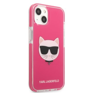 Karl Lagerfeld TPE Choupette Head ochranný kryt pro iPhone 13 mini, fuchsiový