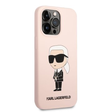 Karl Lagerfeld Liquid Silicone Ikonik NFT silikonový kryt iPhone 13 Pro, růžový