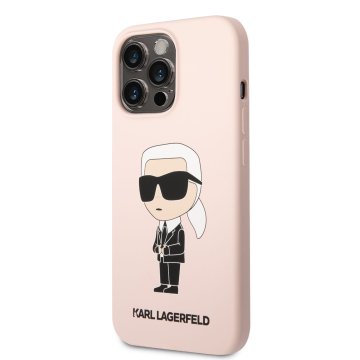 Karl Lagerfeld Liquid Silicone Ikonik NFT silikonový kryt iPhone 13 Pro, růžový