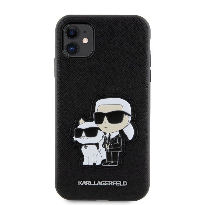 Karl Lagerfeld PU Saffiano Karl and Choupette NFT, ochranný kryt pro iPhone 11, černý