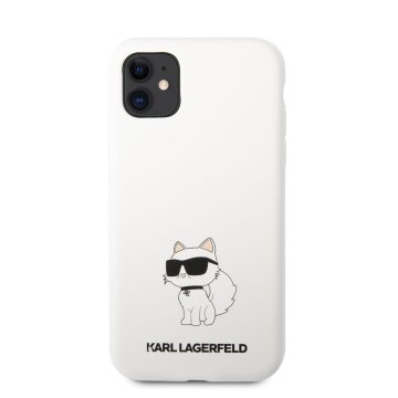 Karl Lagerfeld Liquid Silicone Choupette NFT, ochranný kryt pro iPhone 11, bílý