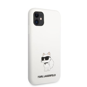 Karl Lagerfeld Liquid Silicone Choupette NFT, ochranný kryt pro iPhone 11, bílý
