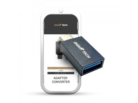 RhinoTech - redukce USB-A 3.0 na USB-C, černá
