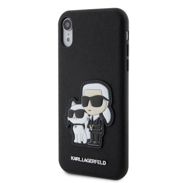 Karl Lagerfeld PU Saffiano Karl and Choupette NFT, ochranný kryt pro iPhone XR, černý