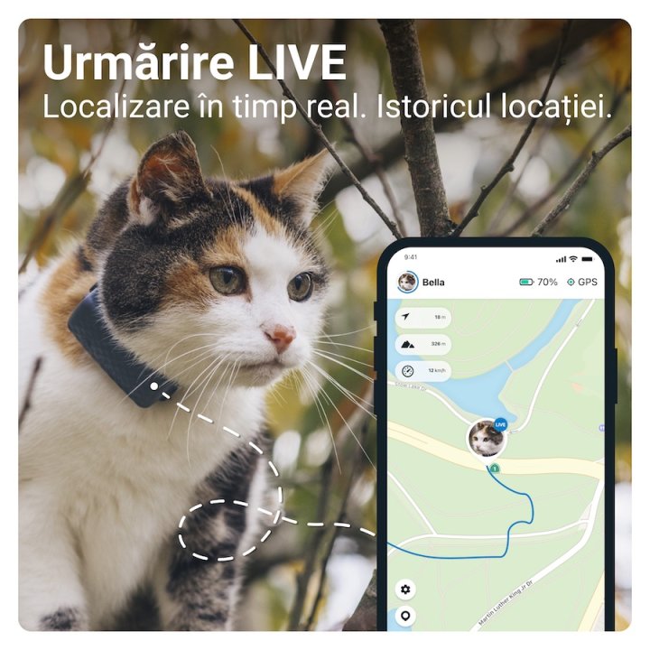 Tractive GPS CAT Mini, GPS sledování polohy a aktivity pro kočky, modrý