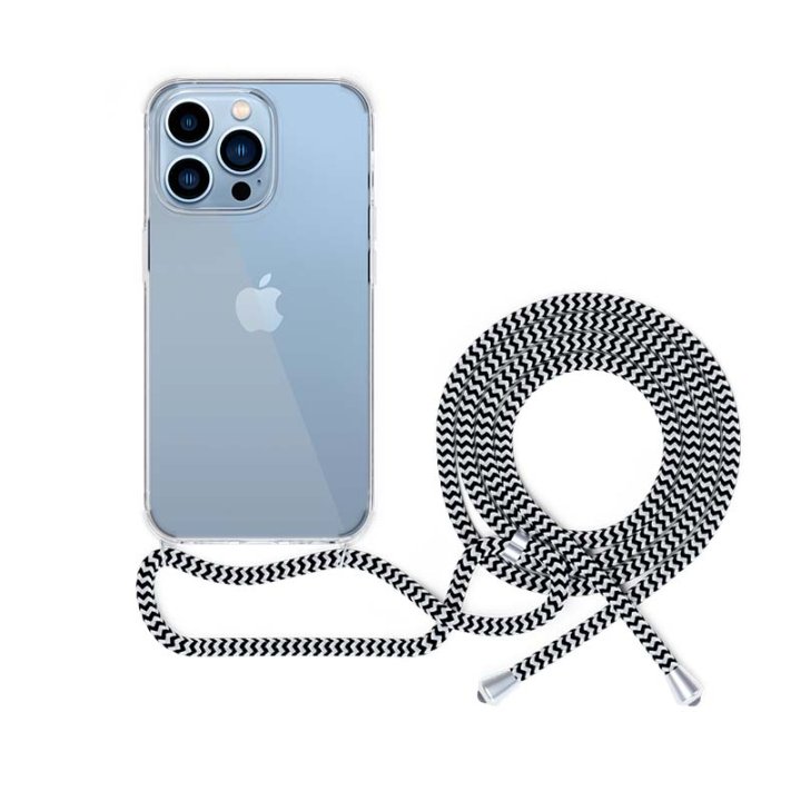 Epico - transparentní kryt se šňůrkou, iPhone 13 Pro, černá / bílá