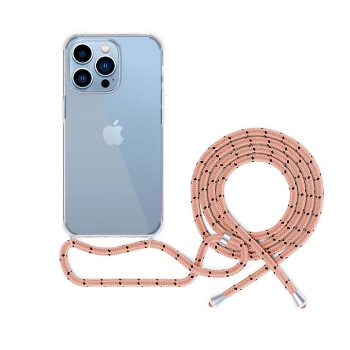 Epico - transparentní kryt se šňůrkou, iPhone 13 Pro, růžová
