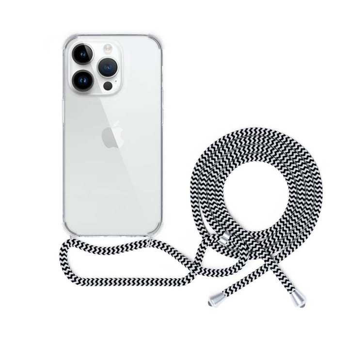 Epico - transparentní kryt se šňůrkou, iPhone 14 Pro Max, černá / bílá