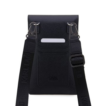 Karl Lagerfeld Saffiano Metal Logo NFT Wallet Phone - taška na mobilní telefon, černá