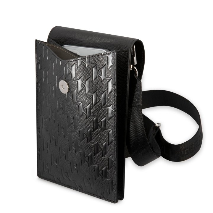 Karl Lagerfeld Saffiano Monogram Wallet Phone - taška na mobilní telefon, černá