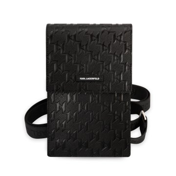 Karl Lagerfeld Saffiano Monogram Wallet Phone - taška na mobilní telefon, černá