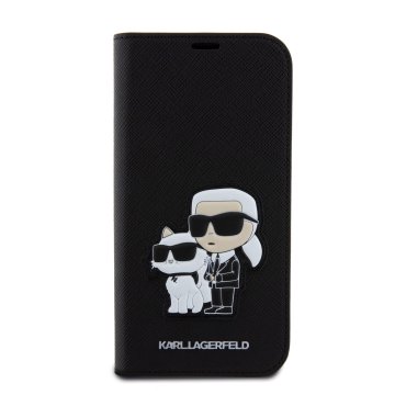 Karl Lagerfeld PU Saffiano Karl and Choupette NFT Book, peněženka pro iPhone 15 Pro, černá