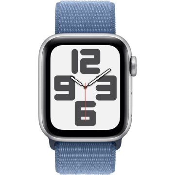 Apple Watch SE (2023) Cellular 40mm stříbrné / sportovní provlékací řemínek ledově modrý