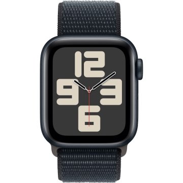 Apple Watch SE (2023) Cellular 40mm černé / sportovní provlékací řemínek temně inkoustový