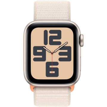 Apple Watch SE (2023) Cellular 40mm bílé / sportovní provlékací řemínek hvězdně bílý