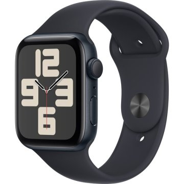 Apple Watch SE (2023) Cellular 44mm černé / sportovní silikonový řemínek temně inkoustový S/M