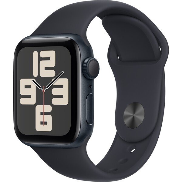 Apple Watch SE (2023) GPS 40mm černé / sportovní silikonový řemínek temně inkoustový M/L