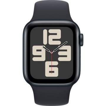 Apple Watch SE (2023) GPS 44mm černé / sportovní silikonový řemínek temně inkoustový S/M