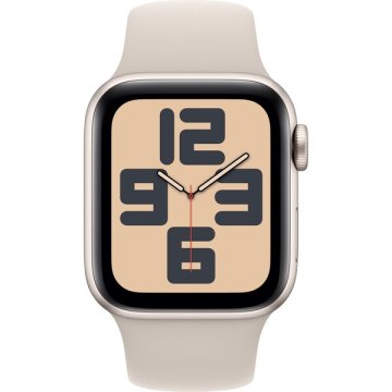 Apple Watch SE (2023) GPS 44mm bílé / sportovní silikonový řemínek hvězdně bílý S/M