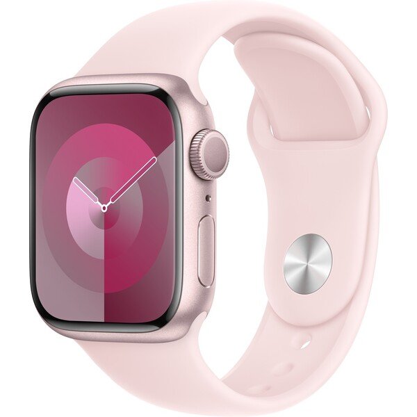 Apple Watch Series 9 GPS 41mm růžový hliník s růžovým sportovním řemínkem S/M
