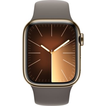 Apple Watch Series 9 Cellular 41mm zlatá ocel s jílově šedým sportovním řemínkem S/M