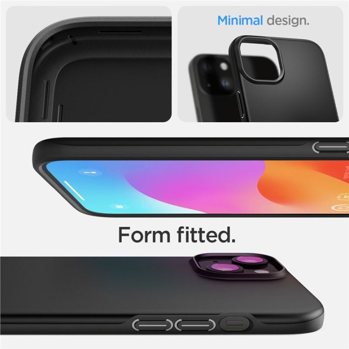 Spigen Thin Fit, black,  ochranný kryt pro iPhone 15 Plus