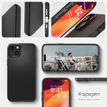 Spigen Thin Fit, black,  ochranný kryt pro iPhone 15 Plus