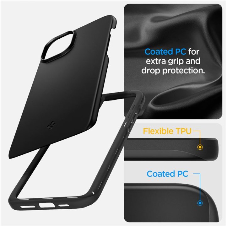 Spigen Thin Fit, black,  ochranný kryt pro iPhone 15 Plus