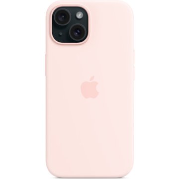 Apple silikonový kryt s MagSafe na iPhone 15 světle růžový