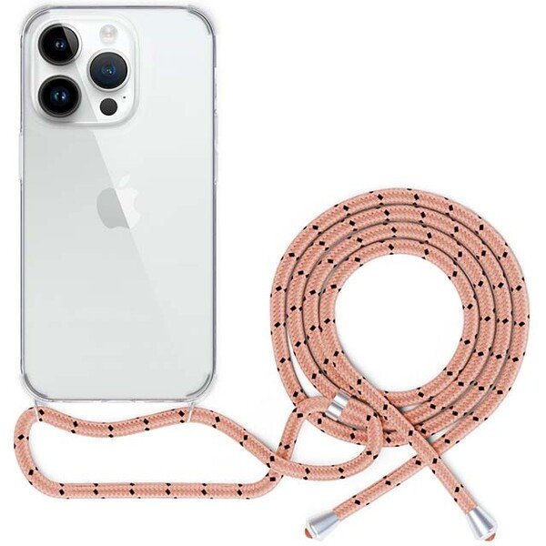 Spello by Epico - transparentní kryt se šňůrkou, iPhone 15, růžová