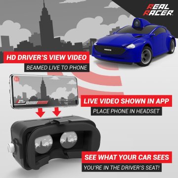 Real Racer, chytré autíčko se streamovacími brýlemi, modré