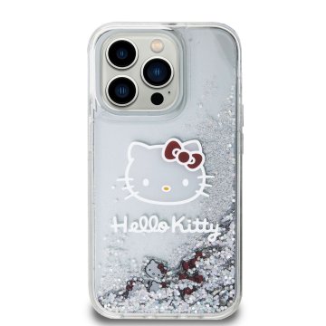 Hello Kitty Liquid Glitter Head Logo, kryt pro iPhone 15 Pro Max, čirý