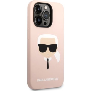 Karl Lagerfeld MagSafe kryt Liquid Silicone Karl Head iPhone 14 Pro Max - růžový