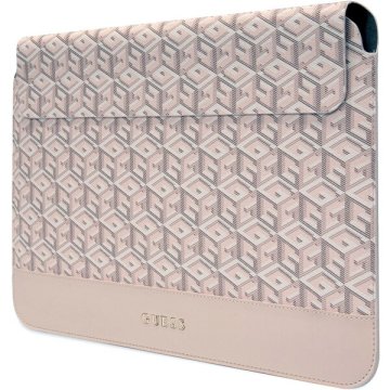 Guess PU G Cube Sleeve, kožené pouzdro pro MacBook 13" / 14" růžové