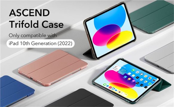 ESR Ascend Trifold Case, grey - ochranný kryt pro iPad 10,9" (2022) šedý