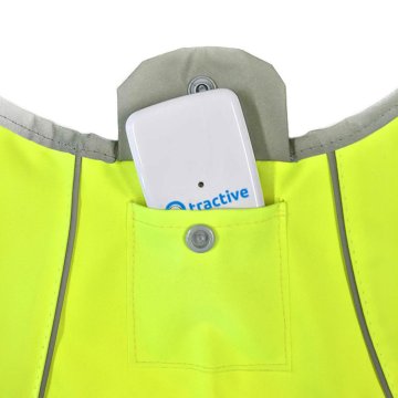 Tractive - neonová reflexní vesta s kapsou pro GPS vel. S