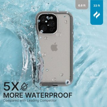 Catalyst Total Protection Case, voděodolné a nárazuvzdorné pouzdro pro iPhone 15 Pro, šedé