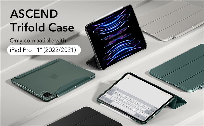 ESR Ascend Trifold Case - ochranný kryt pro iPad Pro 11" (2022/2021), šedý