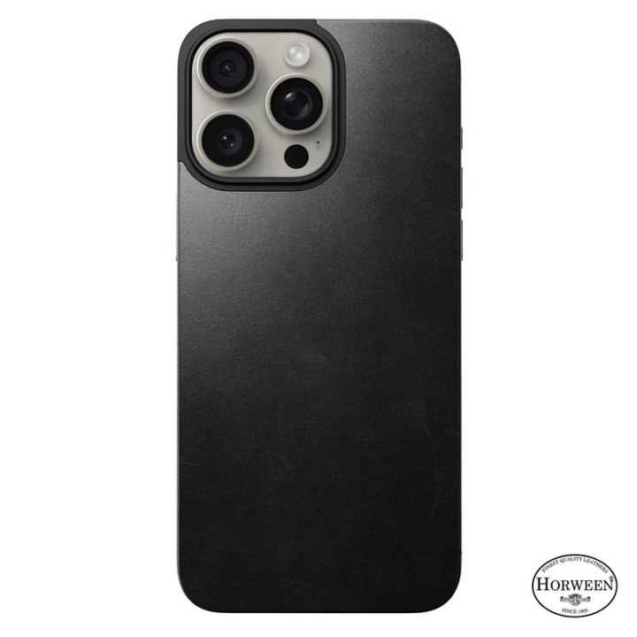 Nomad Magnetic Horween Leather Back - ochranný kryt s MagSafe pro iPhone 15 Pro Max, černá