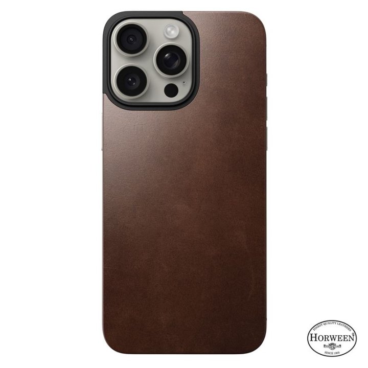 Nomad Magnetic Horween Leather Back - ochranný kryt s MagSafe pro iPhone 15 Pro Max, hnědá