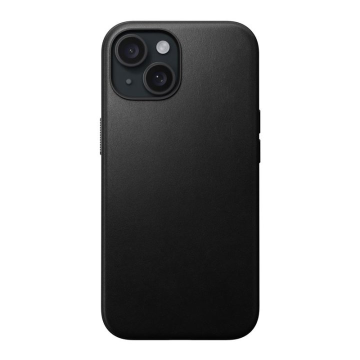 Nomad Modern Leather Case - ochranný kryt s MagSafe pro iPhone 15, černá