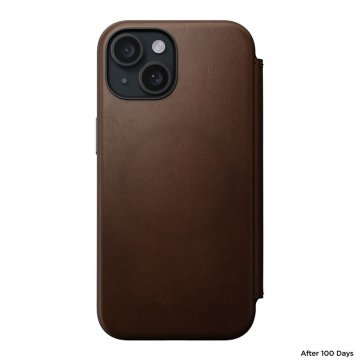Nomad Modern Leather Folio - ochranný kryt s MagSafe pro iPhone 15, hnědá