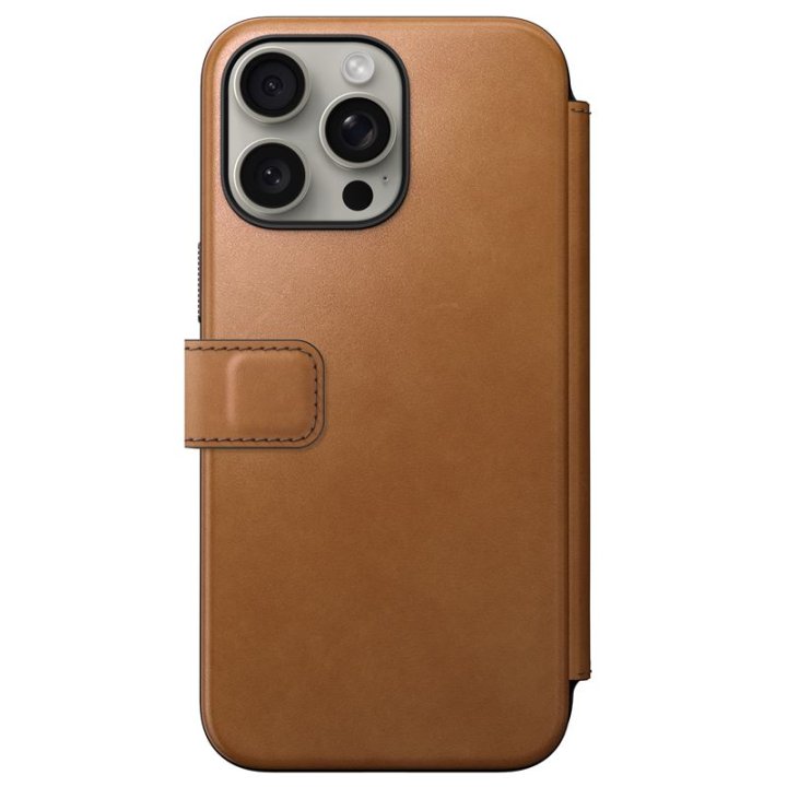 Nomad Modern Leather Folio - ochranný kryt s MagSafe pro iPhone 15 Pro Max, hnědé