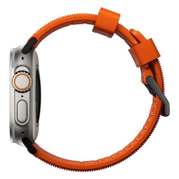 Nomad Rugged Strap - řemínek pro Apple Watch 42 / 44 / 45 / 49 mm, oranžový s černou přezkou